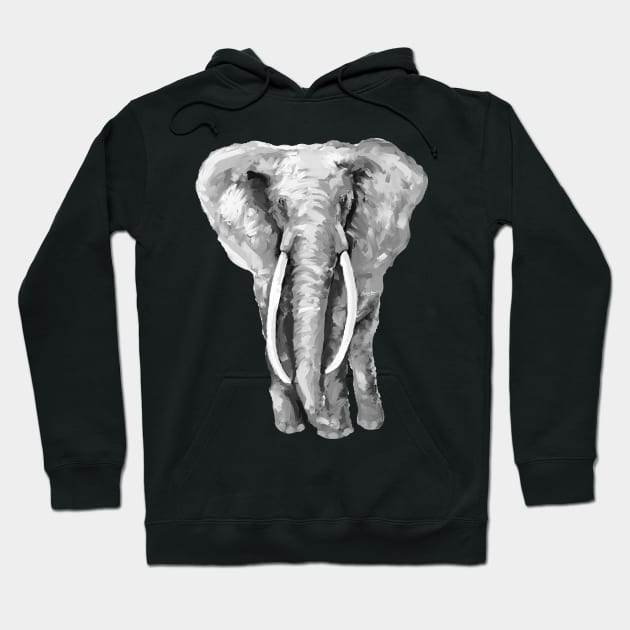 Black and White Elephant 2 Hoodie by mailsoncello